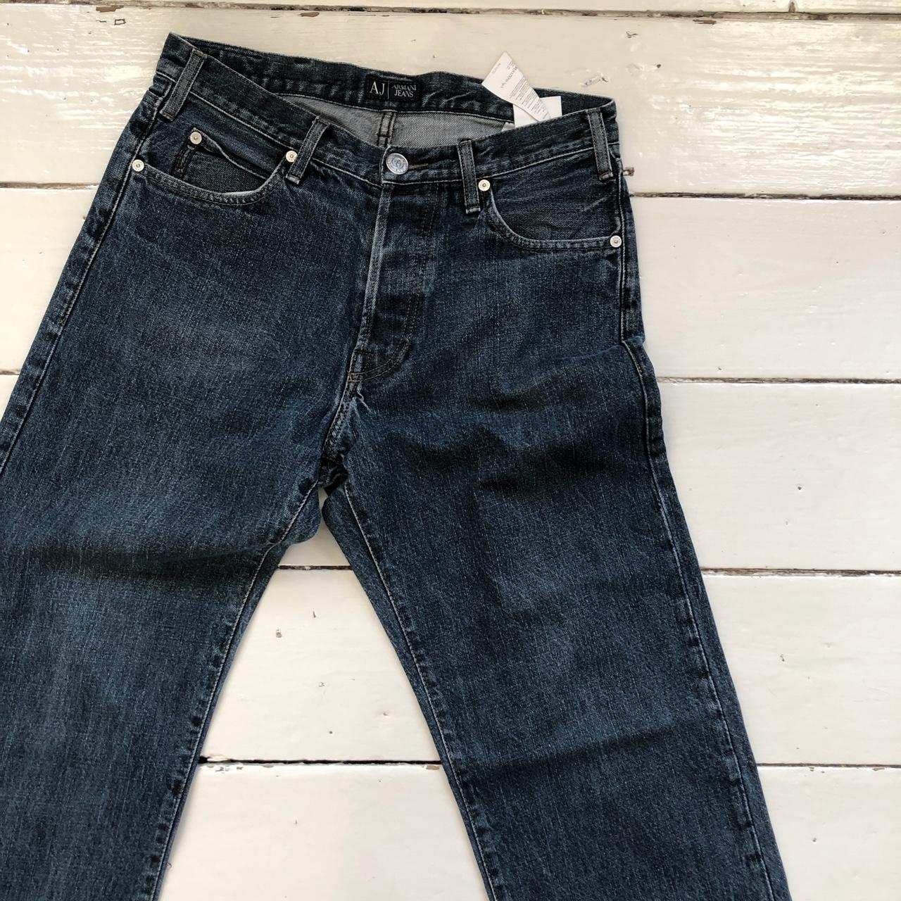 Armani stonewash jeans good condition leather... - Depop