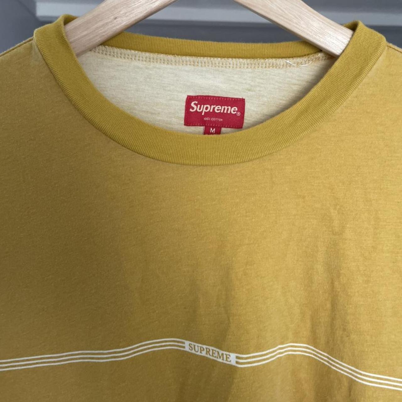 Supreme Men's Yellow and White T-shirt | Depop