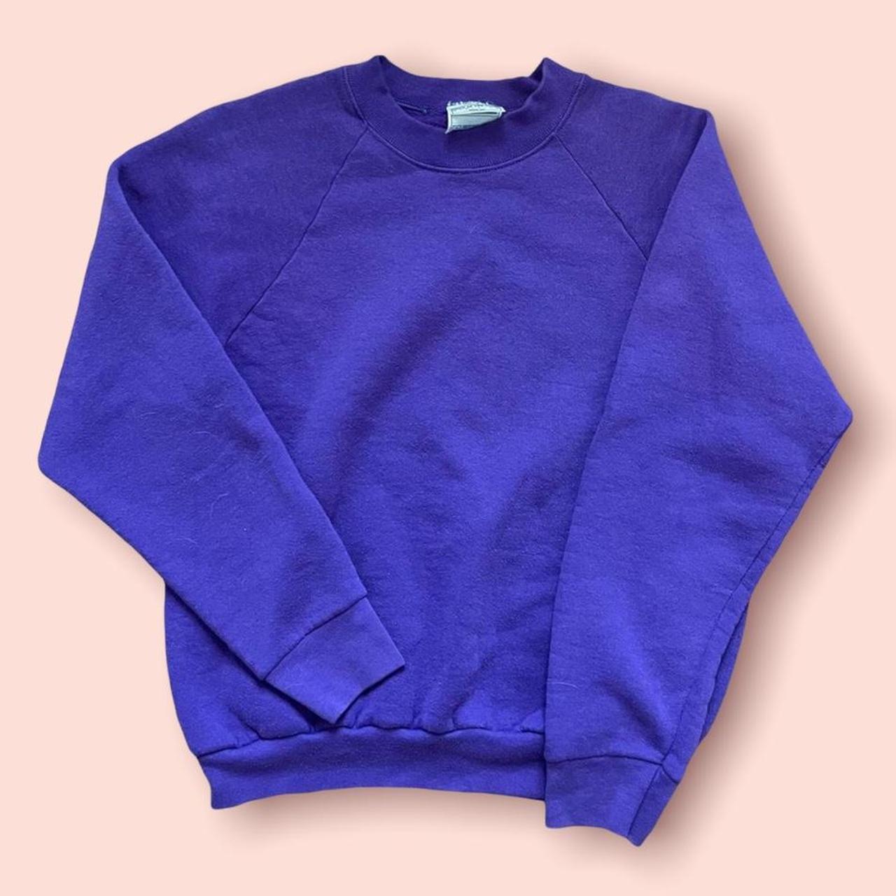 90s Vintage Purple Raglan Sweatshirt Size M #90s... - Depop