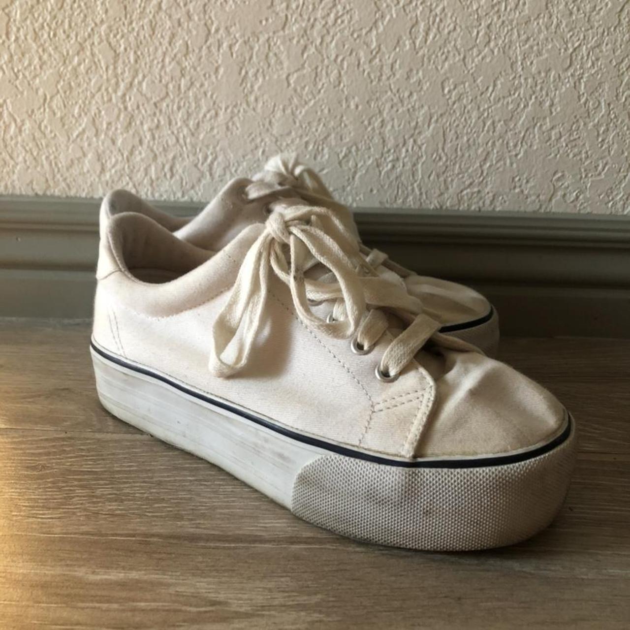 Vintage white platform sneakers! These are straight... - Depop