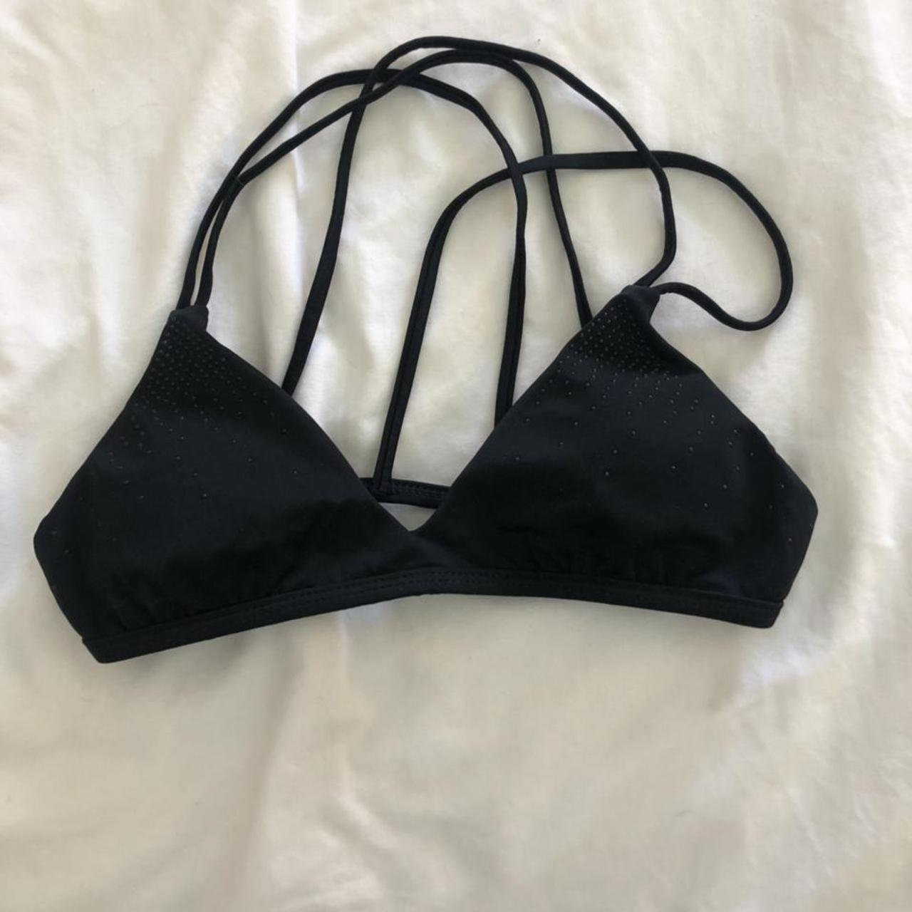 Black strappy bikini top. Has small stone design. - Depop