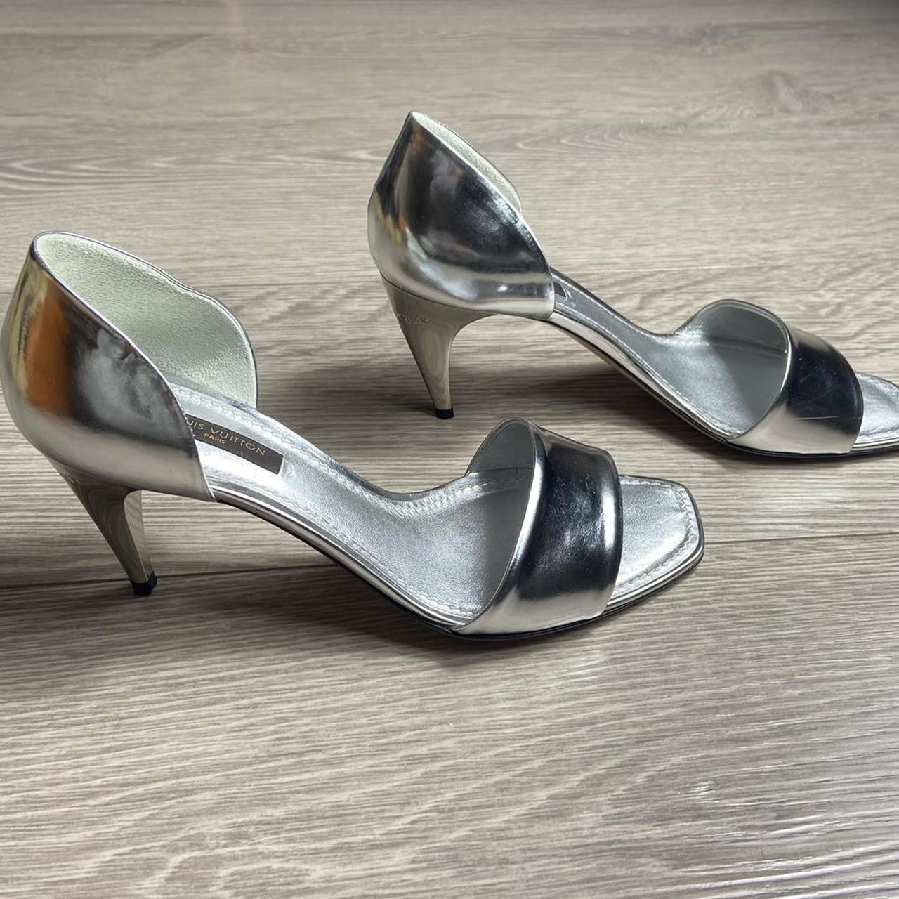 louis vuitton silver heels