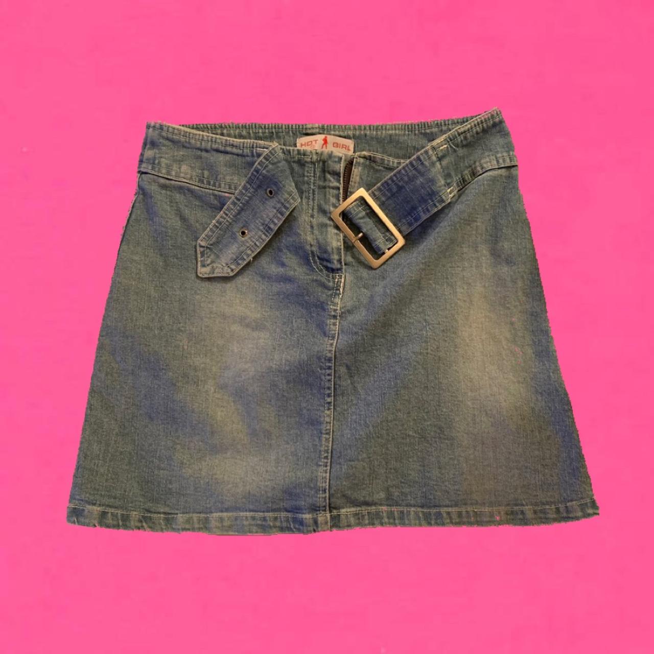 hot girl jean skirt !! - built in adjustable belt -... - Depop