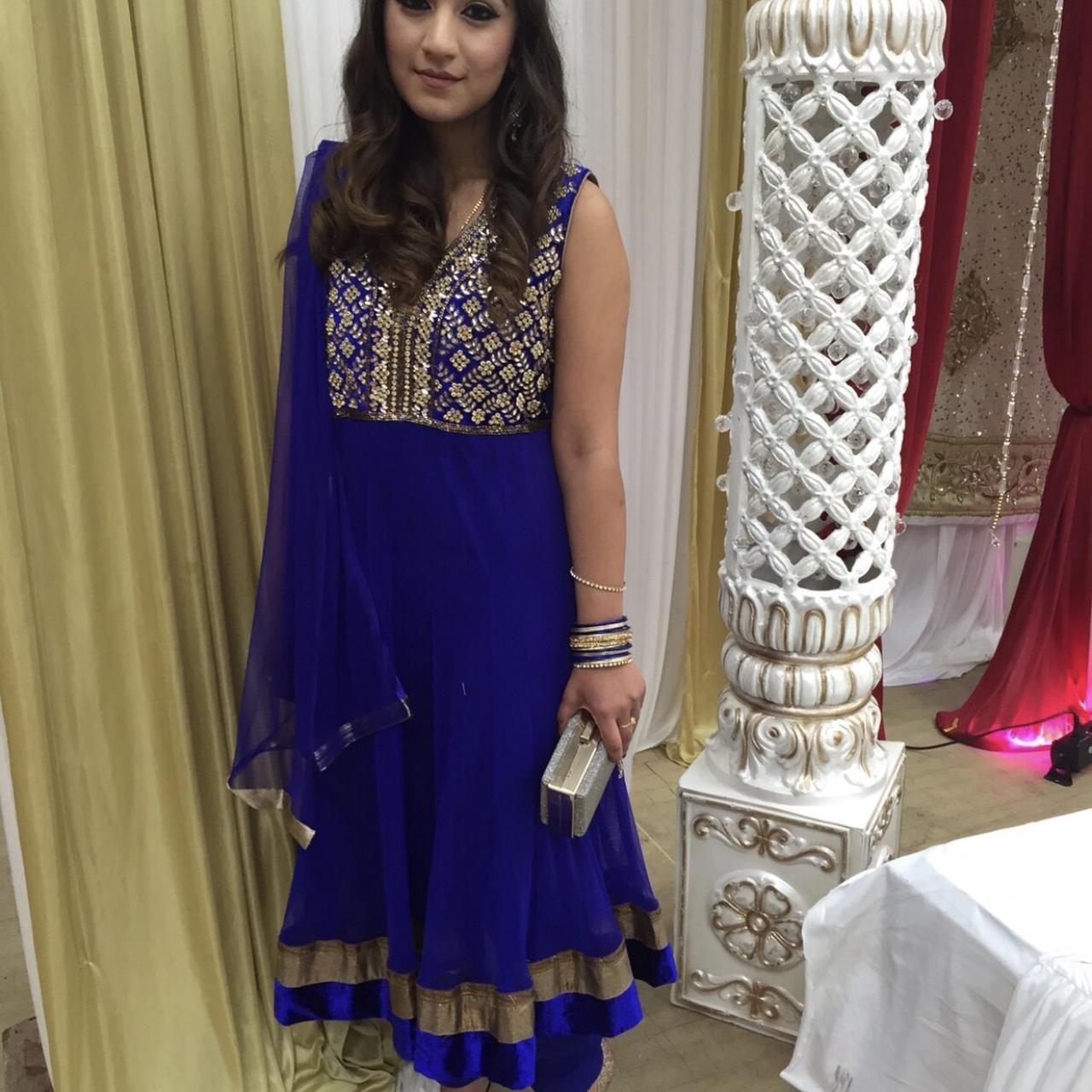 royal blue and gold indian outfit