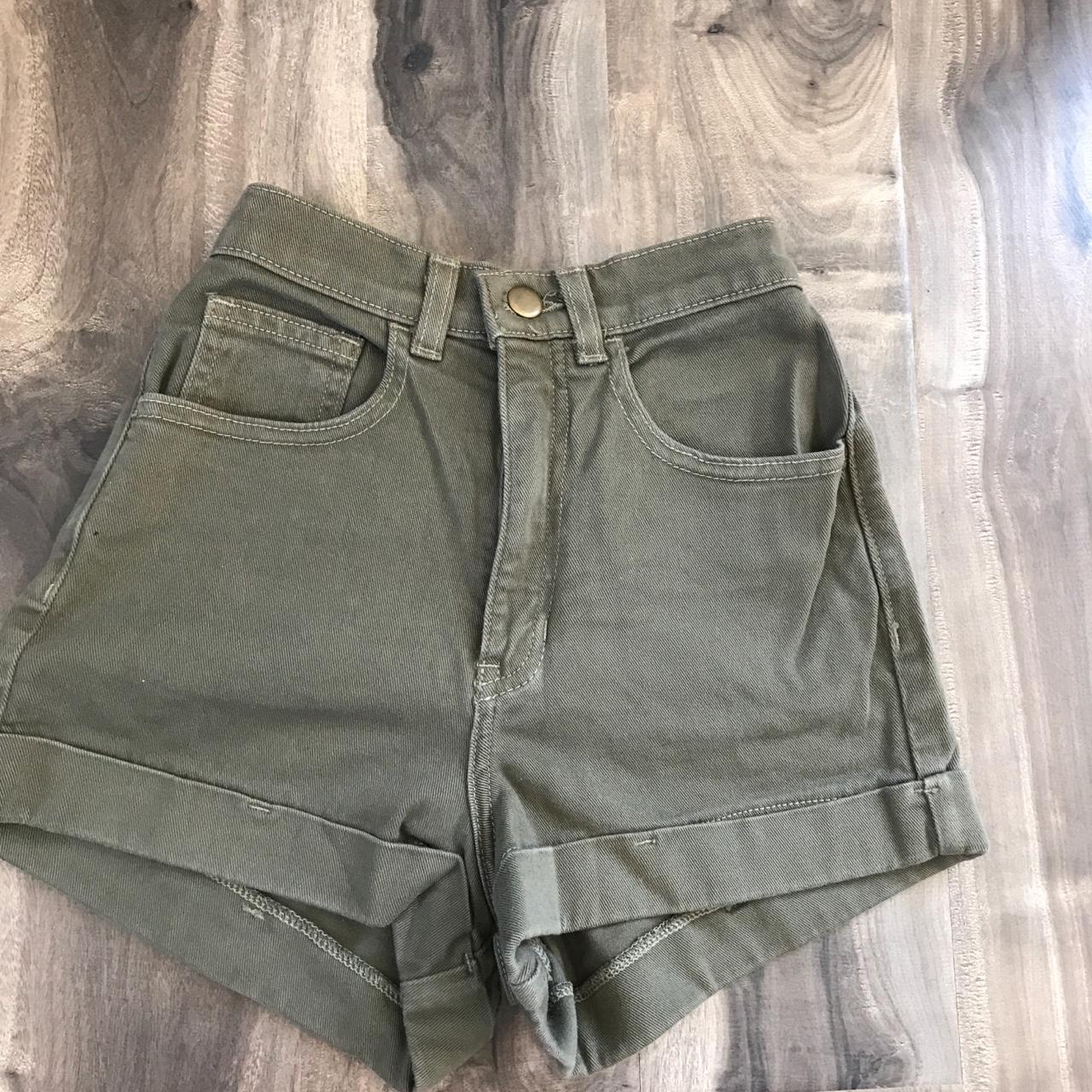american apparel high waisted jean shorts 24/25 - Depop
