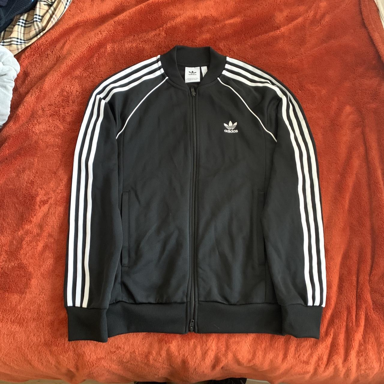 Adidas originals track jacket Black Medium Barely... - Depop