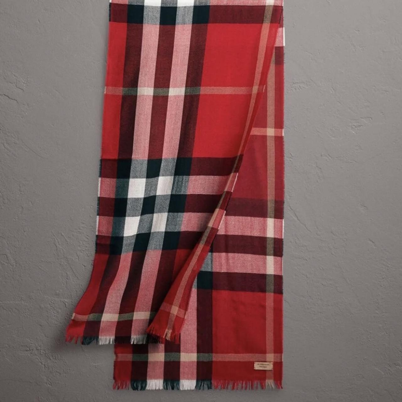 Burberry lightweight check wool cashmere scarf in