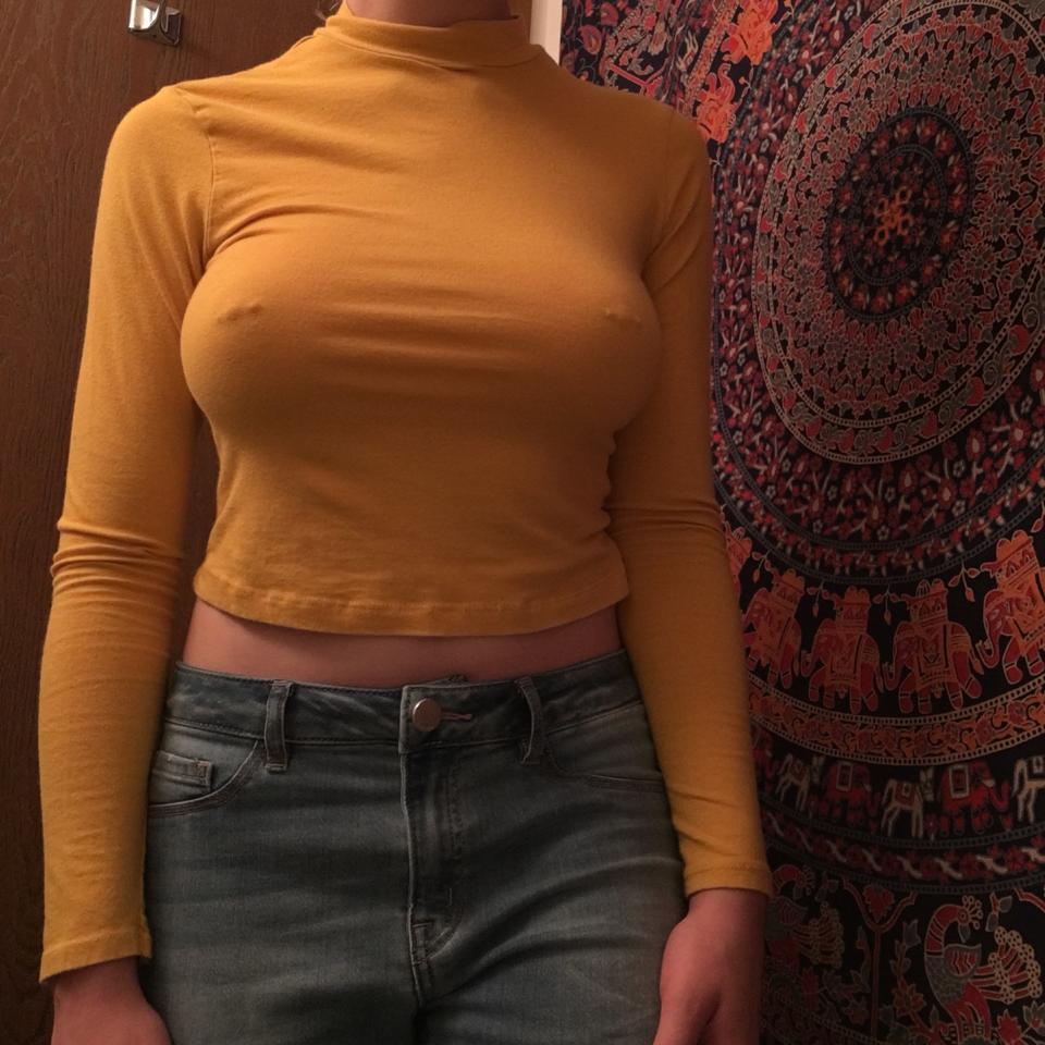 Tight 2024 orange turtleneck