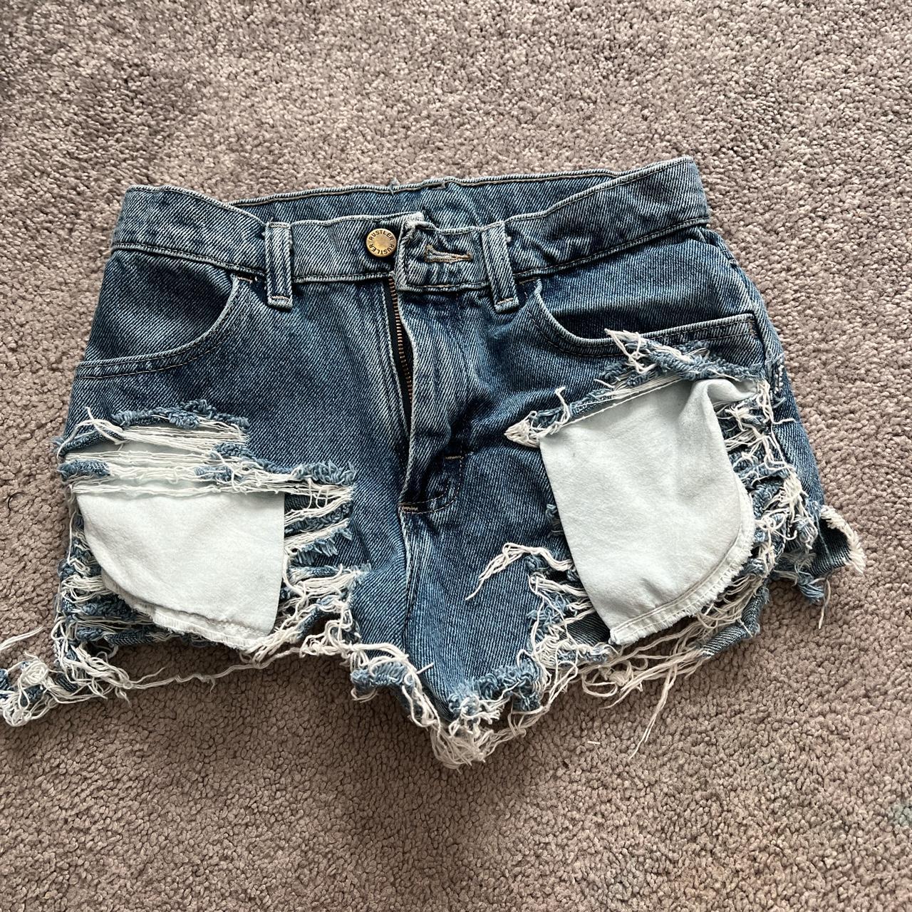 RUSTLER jean shorts ripped by kacey jordan jeans in... - Depop