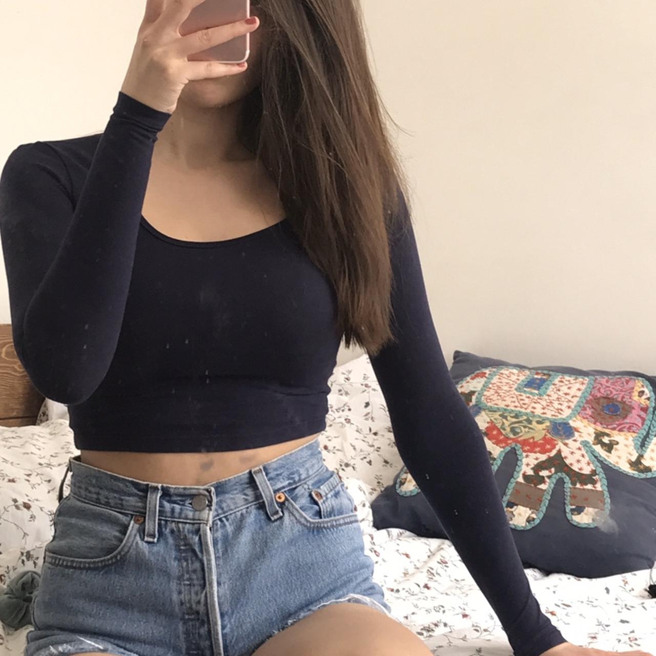 American apparel long store sleeve crop top