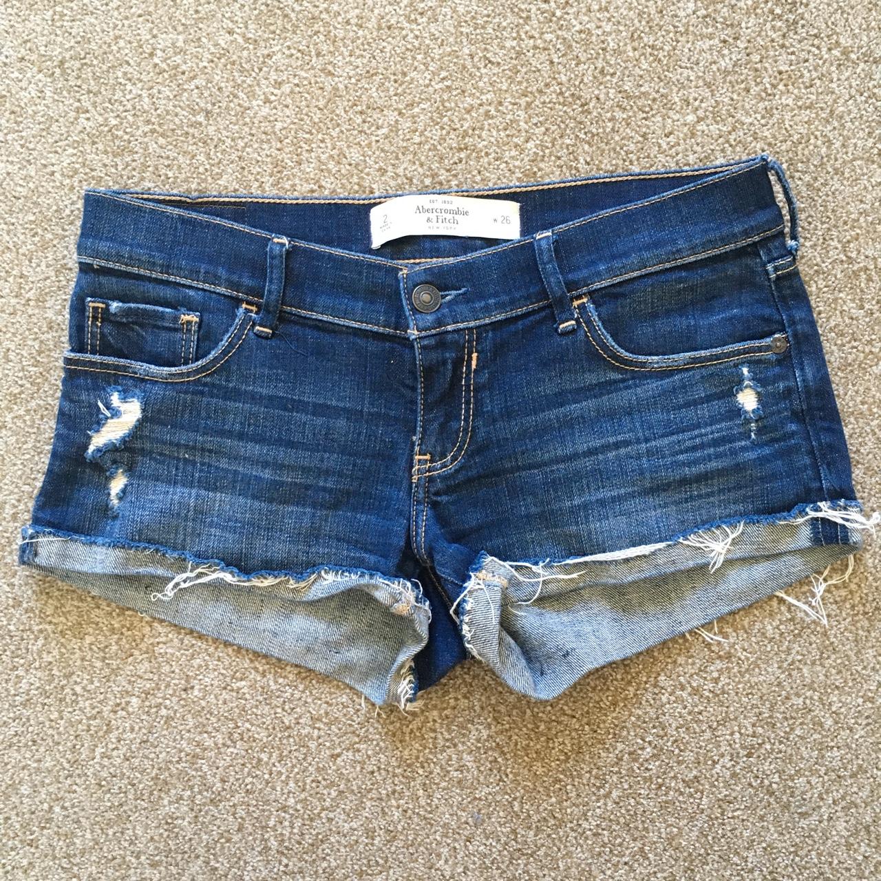 Abercrombie & Fitch Women's Navy and Blue Shorts | Depop