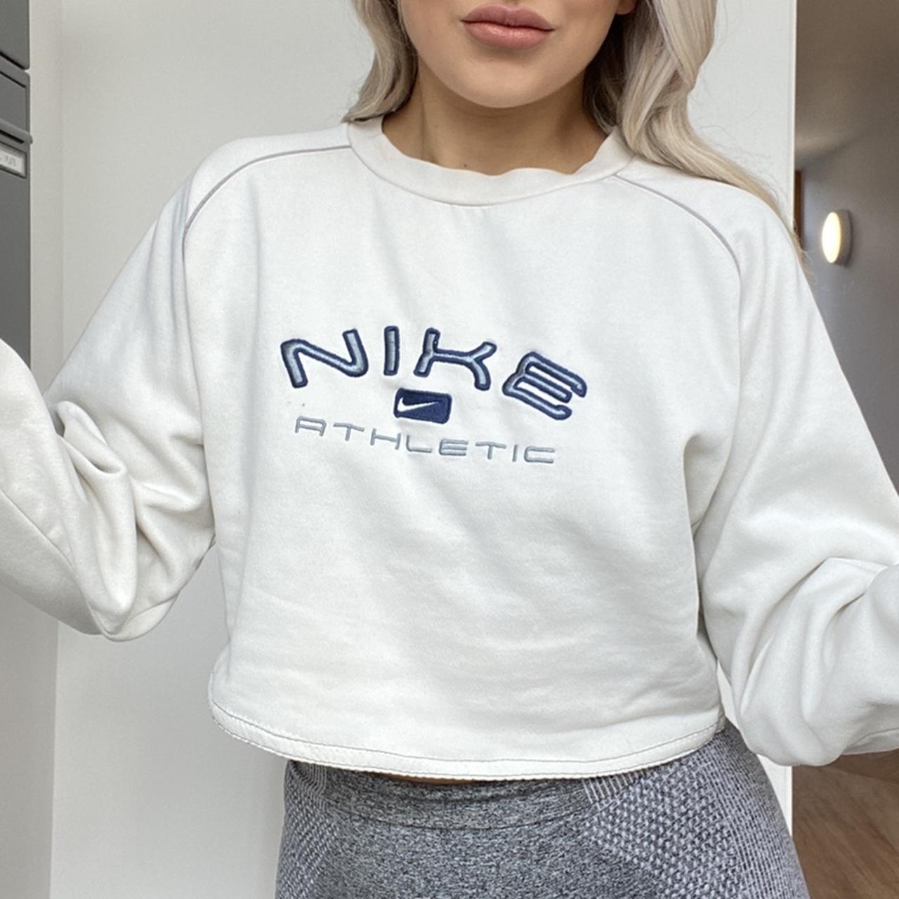 nike cream spellout sweatshirt
