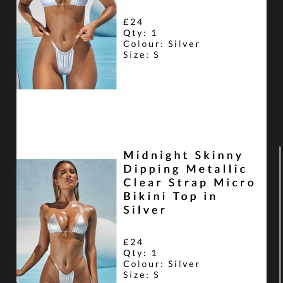 Midnight Skinny Dipping Metallic Clear Strap Micro Bikini Top in