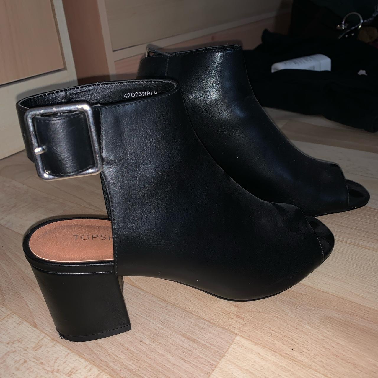 Topshop Black open toe boots. Worn once in perfect Depop