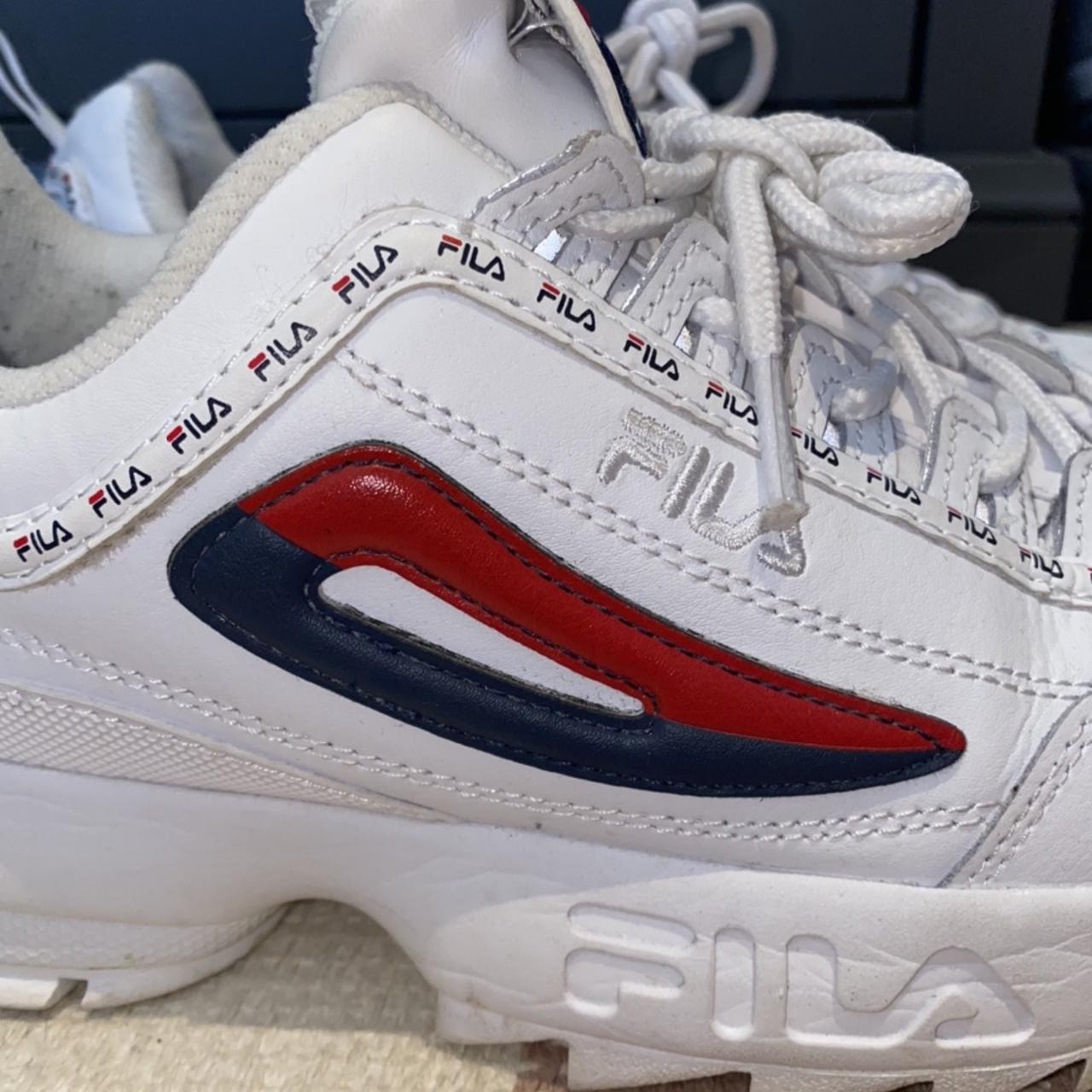 Fila disruptor white red hot sale navy