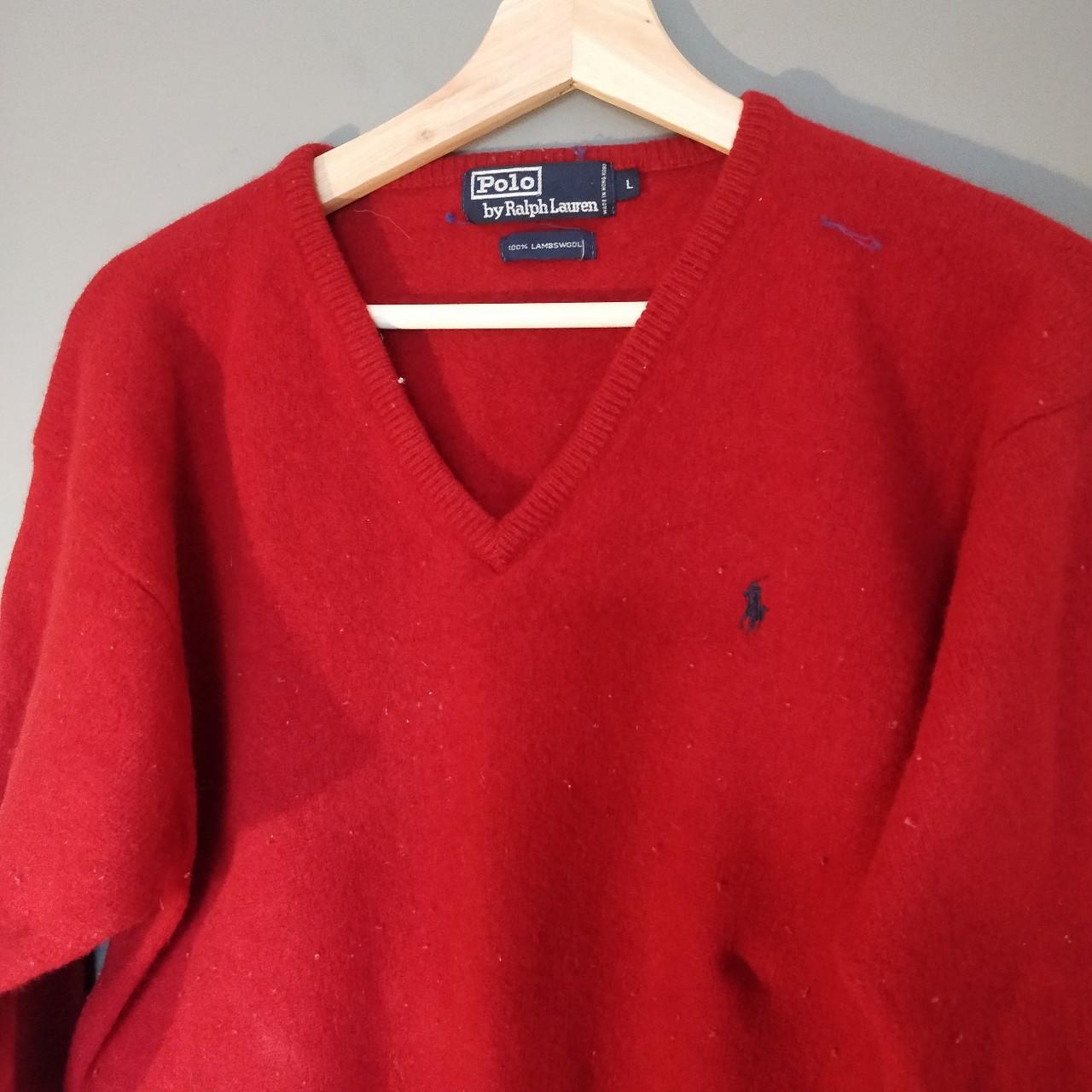 Bright red Ralph Lauren wool sweater woman's size... - Depop