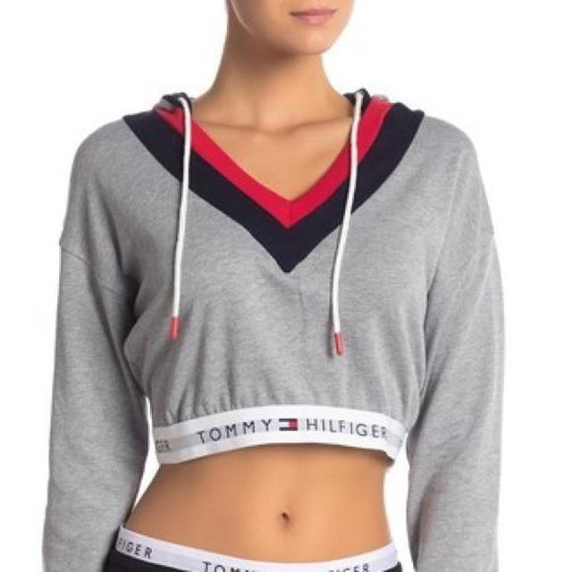 urban outfitters tommy hilfiger cropped hoodie