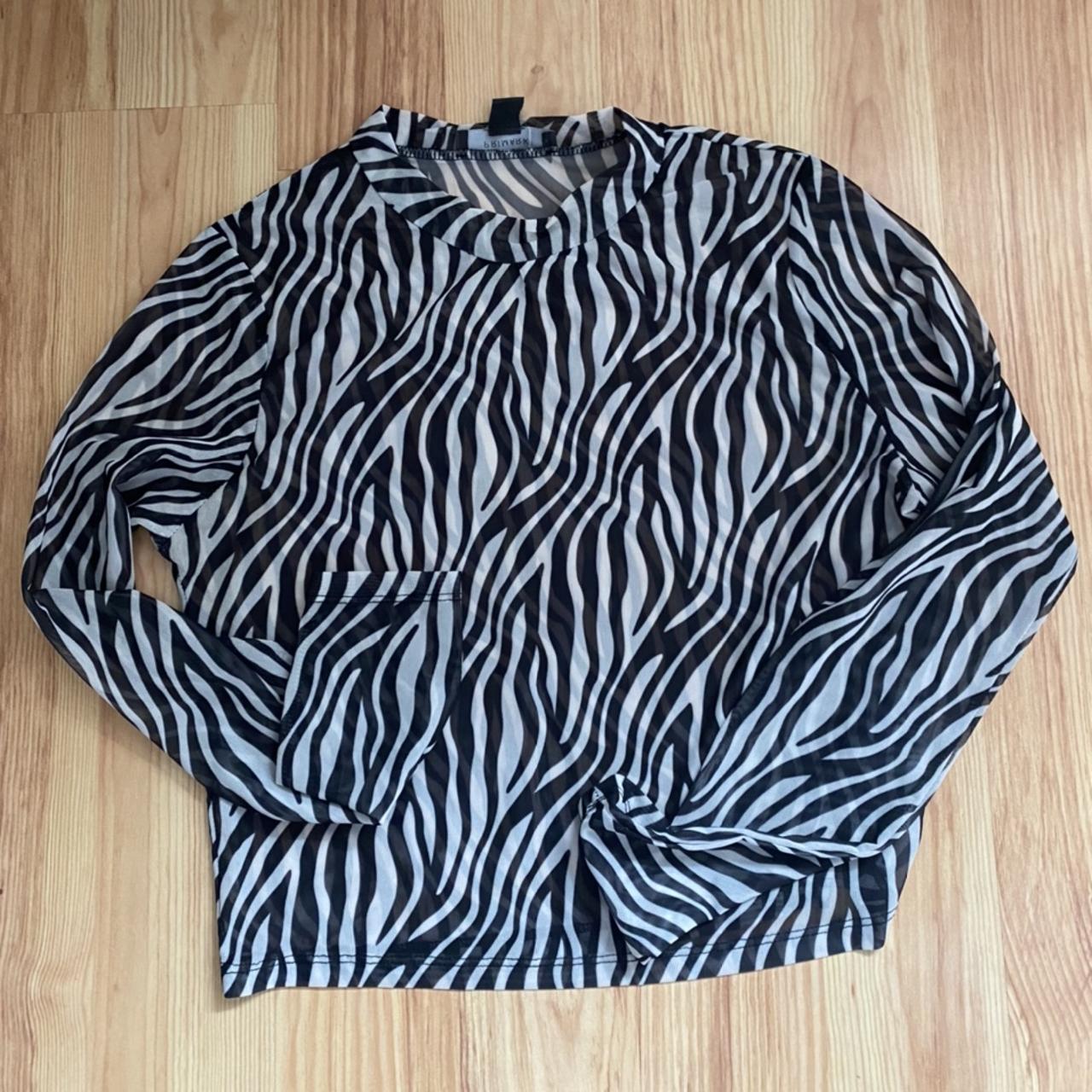 Black and white zebra mesh top from primark - Depop