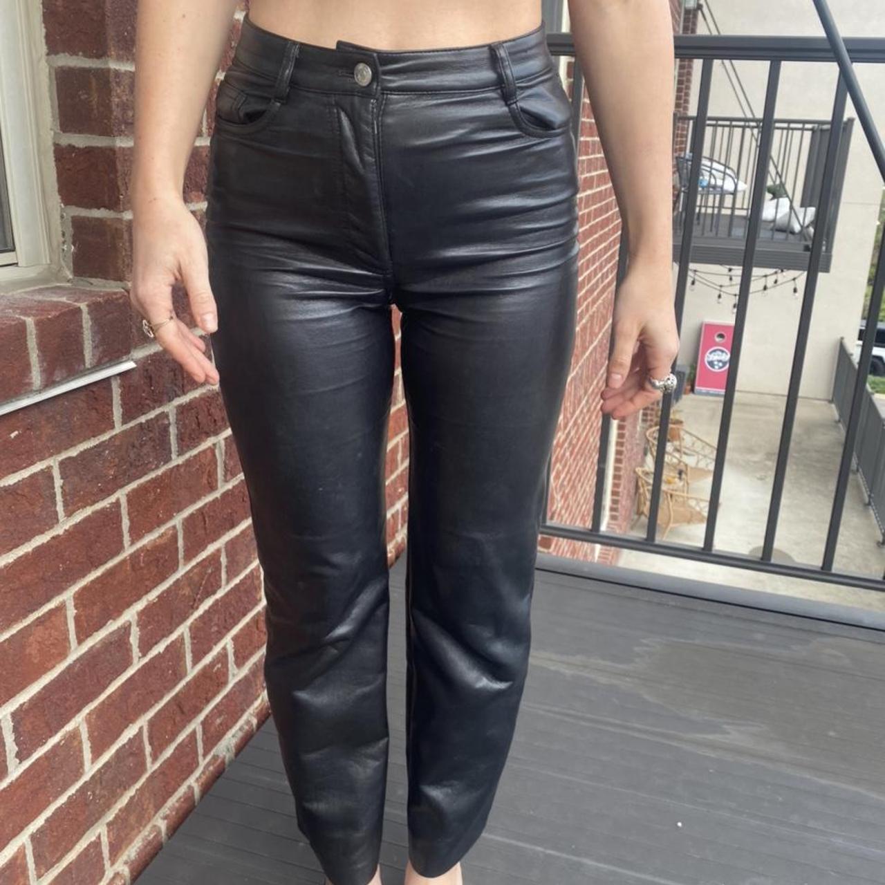 Aritzia Melina vegan leather pants 🖤 so cute and... - Depop