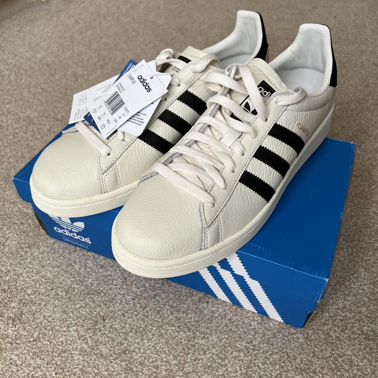 Adidas Originals Men's Cream and Black Trainers | Depop