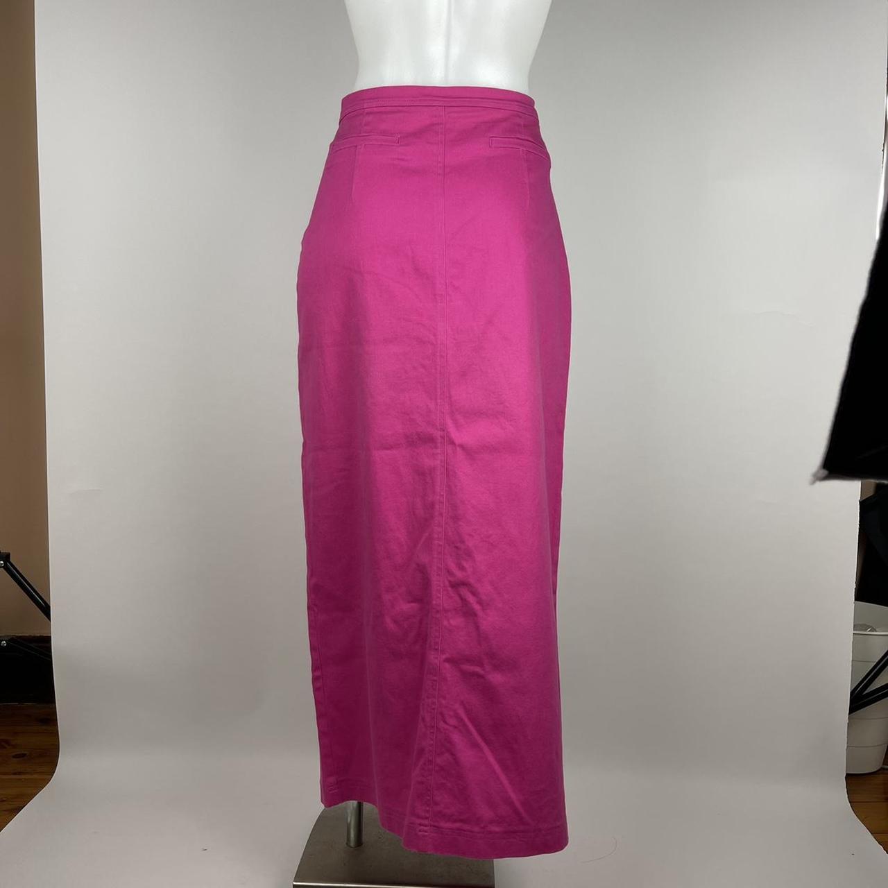 90s 2000s hot pink long maxi skirt with front slit 💓... - Depop