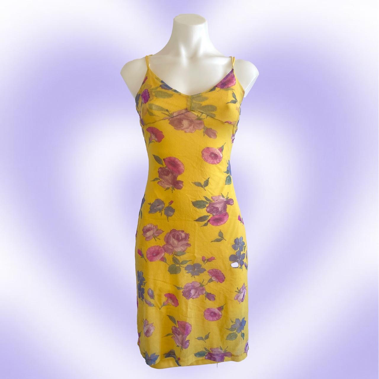 Betsey Johnson Women's Yellow and Purple Dress Depop
