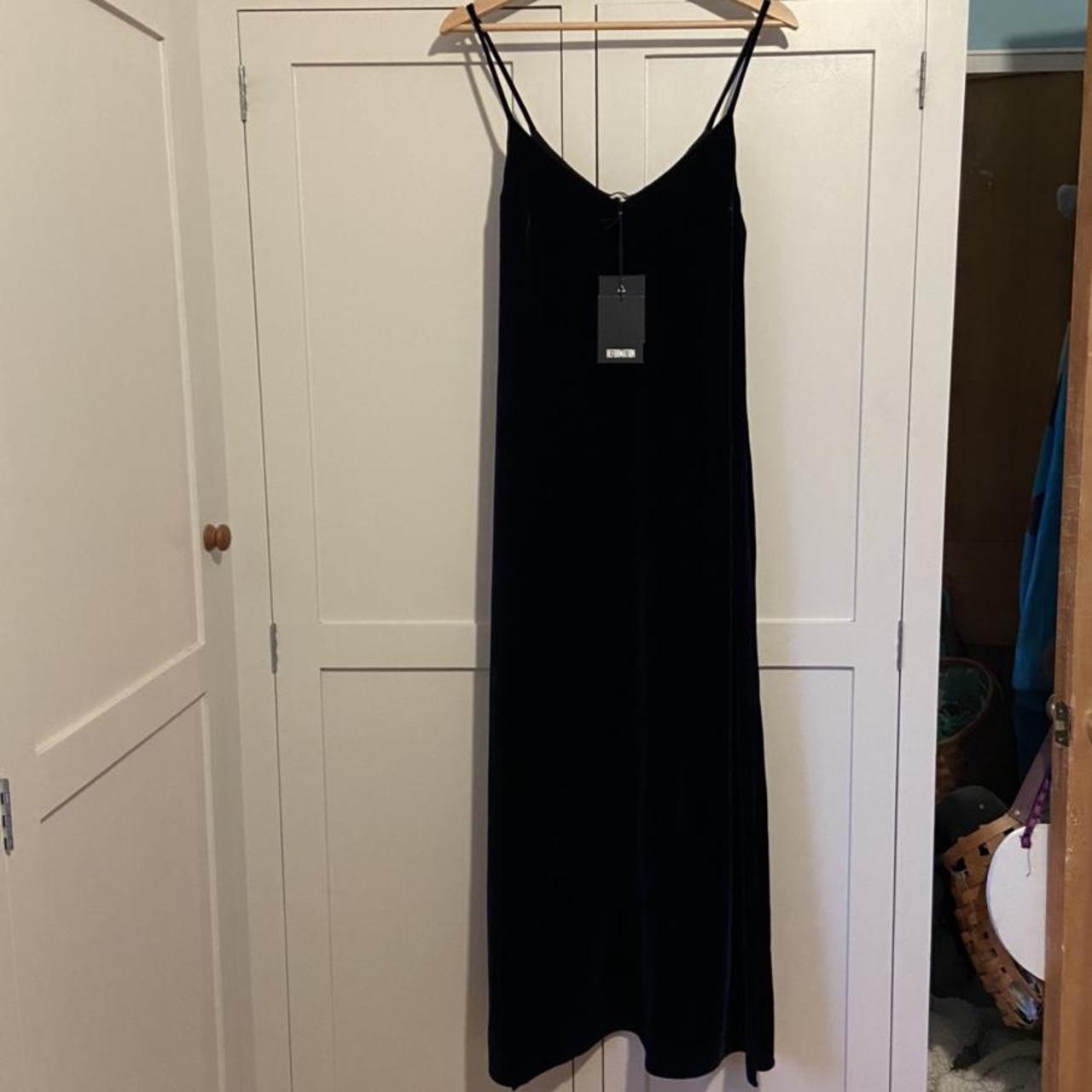 Reformation Navy Velvet Long slip dress. Size XS.... - Depop