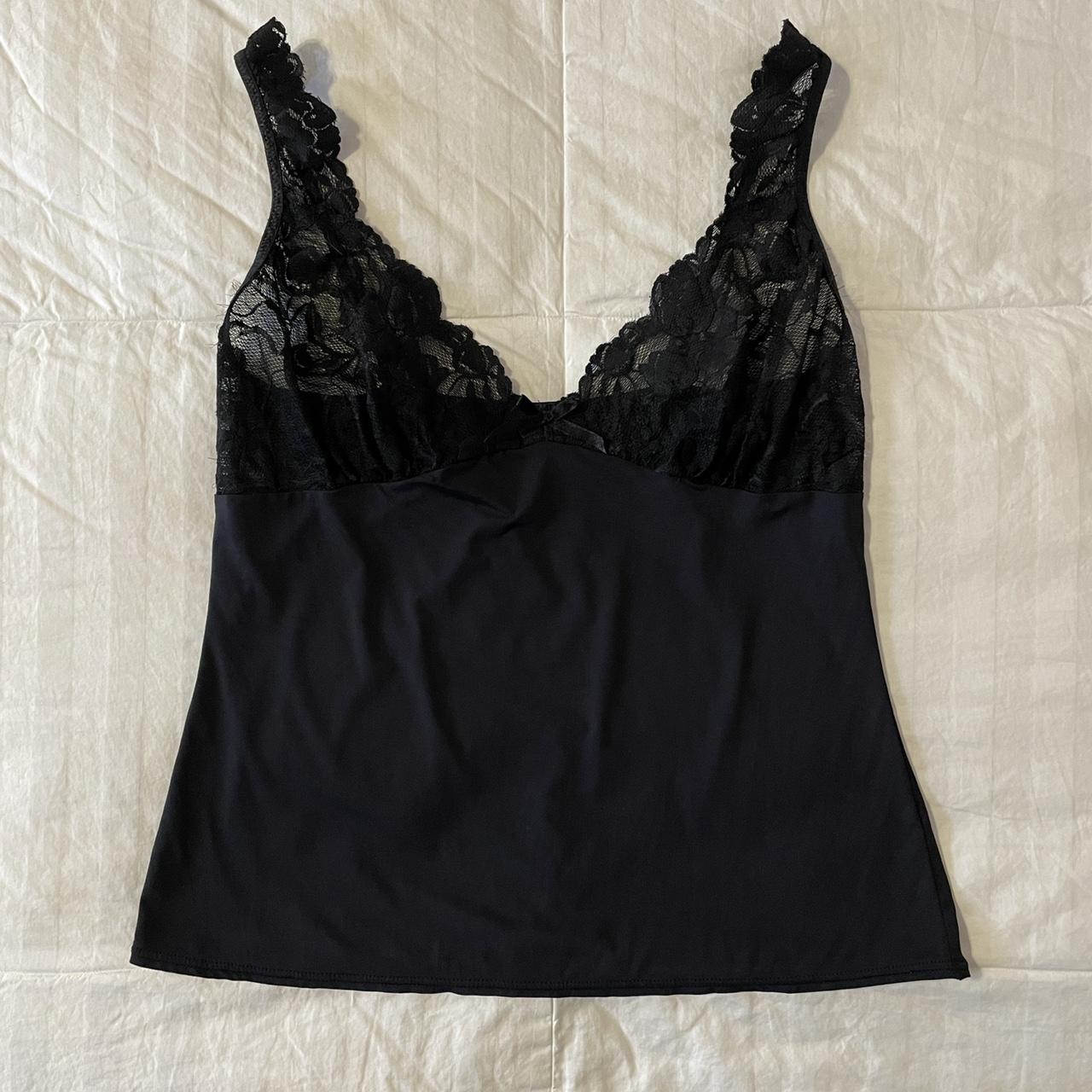 LACY BLACK SLIP CAMI • gorgeous black cami lingerie... - Depop