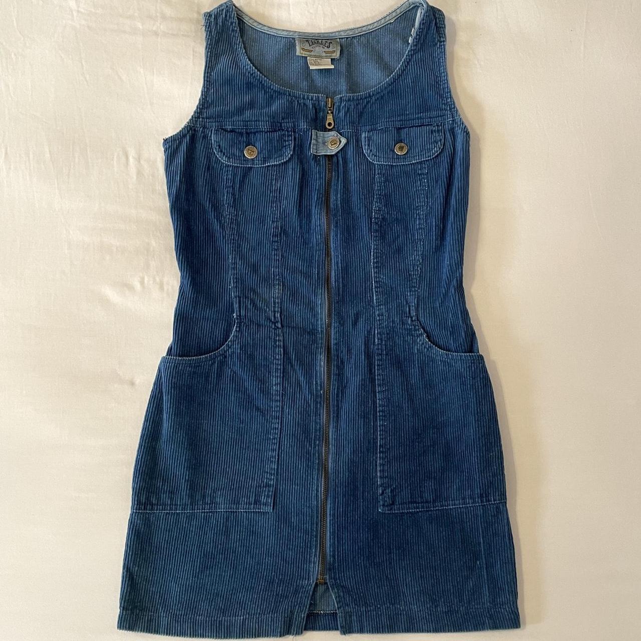 VINTAGE HALTER CORDUROY ZIP DRESS • stunning denim... - Depop