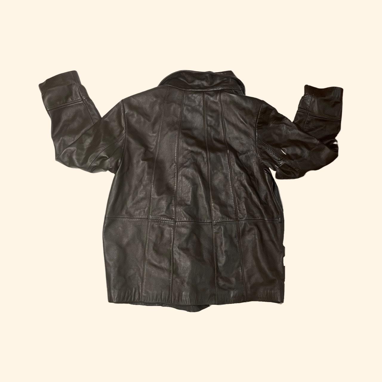 Coldwater Creek Dark Brown Leather Jacket Super Depop