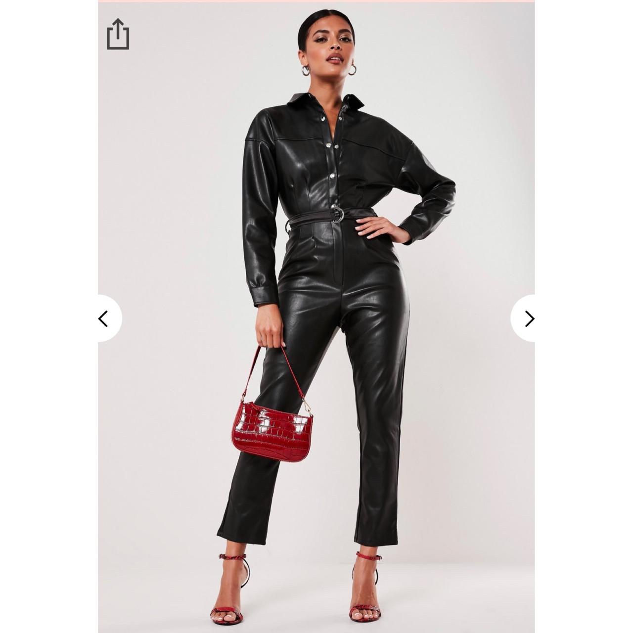 Missguided leather jumpsuit on sale