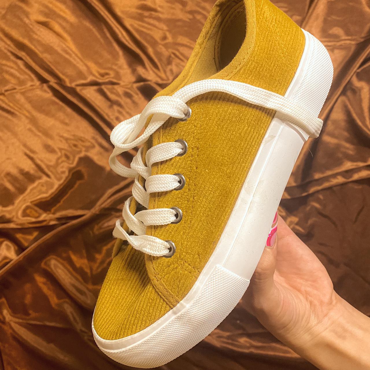 mustard platform sneakers