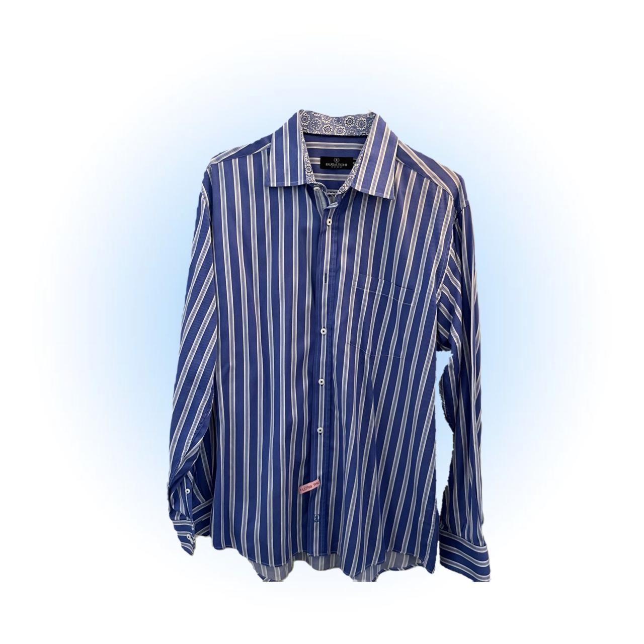 Bugatchi Men's Blue and White Top