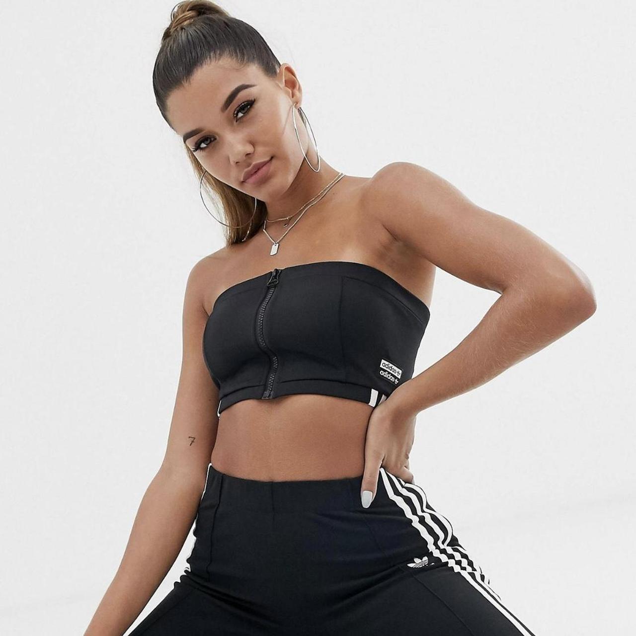 Adidas Originals three strip bandeau top in black