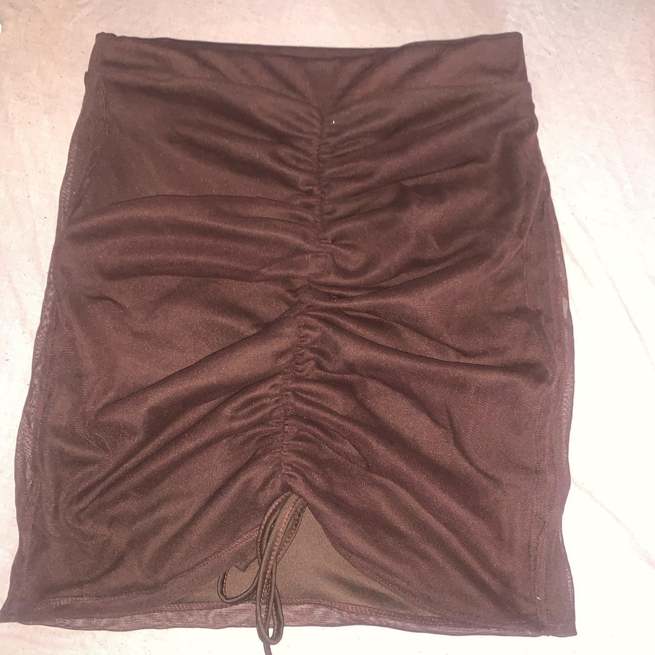plt brown ruched mini skirt size 8 worn once Depop