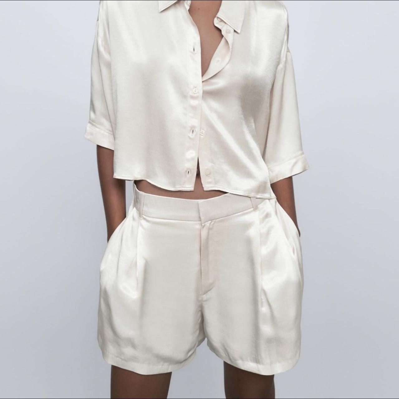 zara glossy bermuda shorts