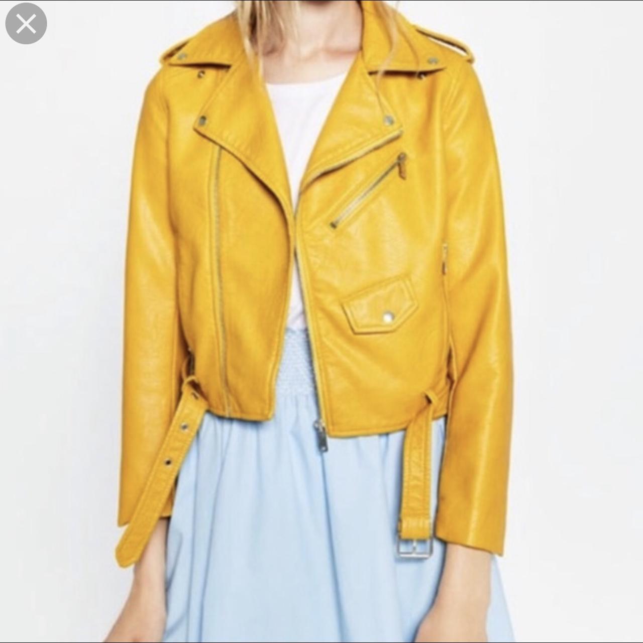 zara mustard faux leather jacket