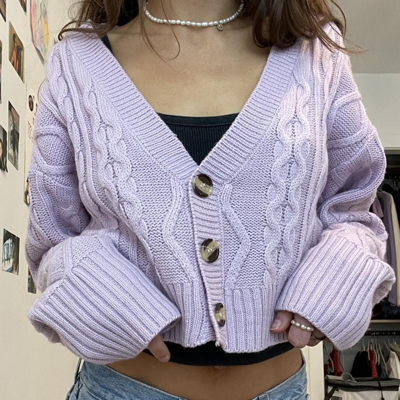 PRINCESS POLLY LIGHT PURPLE/LAVENDER CABLE KNIT... Depop