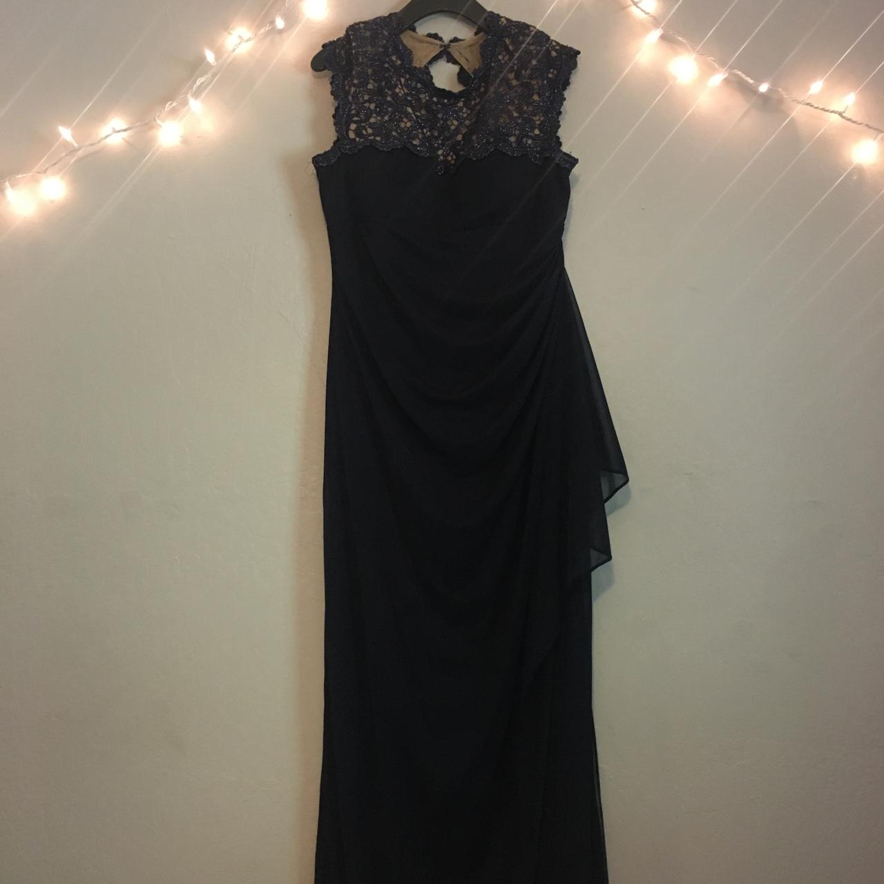 Beautiful dark blue formal dress! Silver laced... - Depop