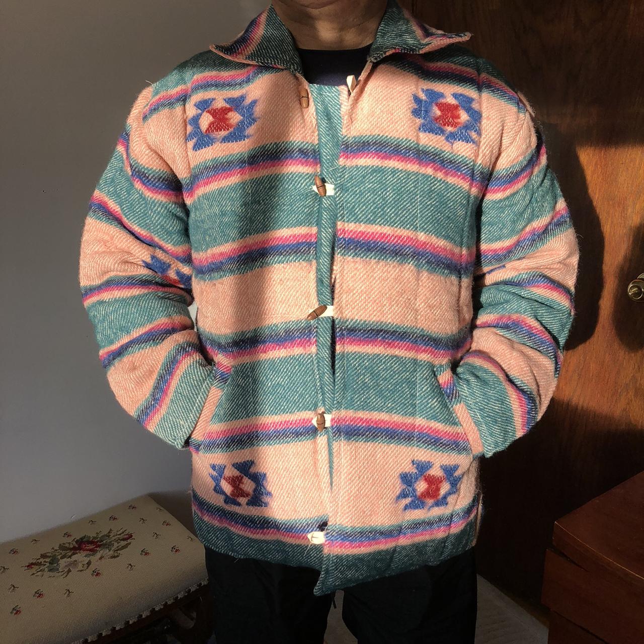 Urban Outfitters Men's Pink and Green Coat Depop
