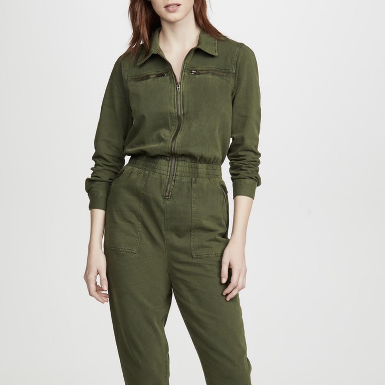 ANINE BING Women's Khaki and Green Jumpsuit | Depop