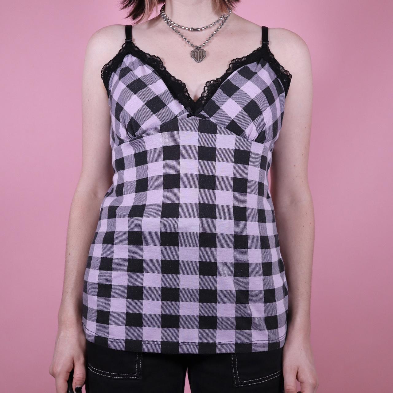 Purple plaid cami Soft cotton cami with big purple... - Depop