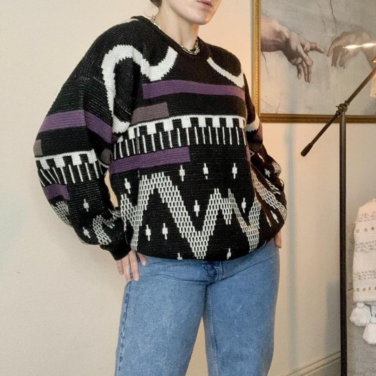 Vintage S Geometric Sweater Warm Depop