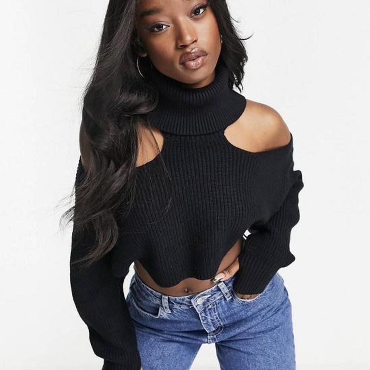 Black cold shoulder jumper sale