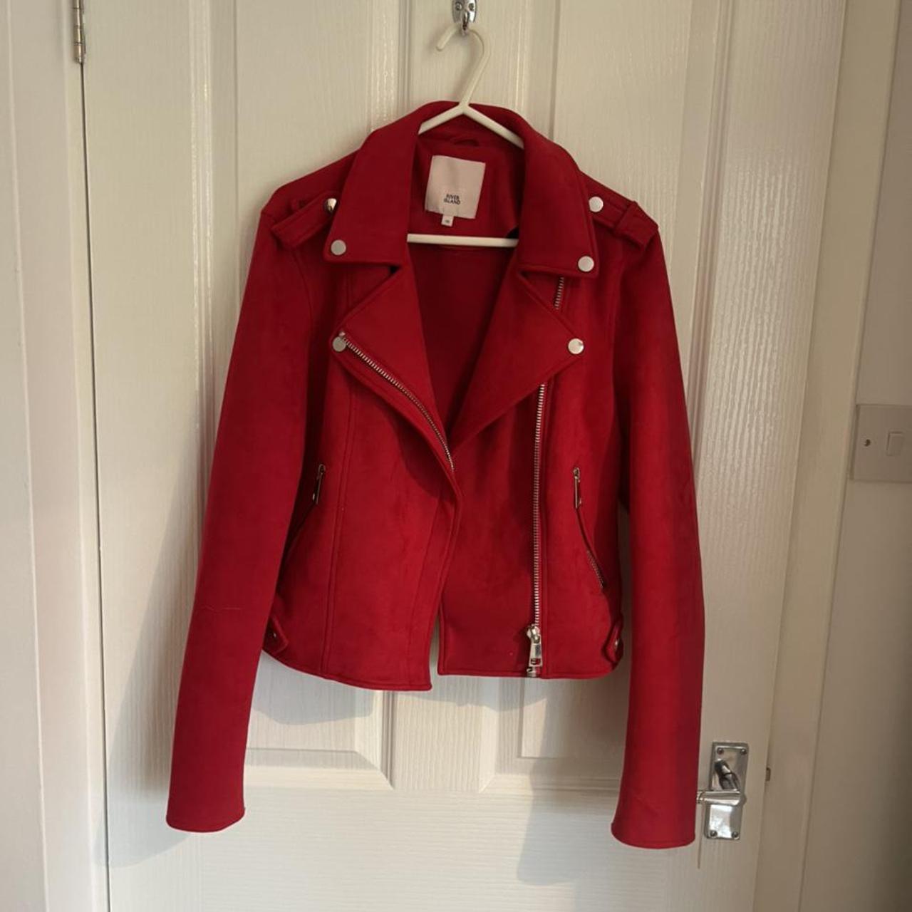 River island red hot sale suede jacket