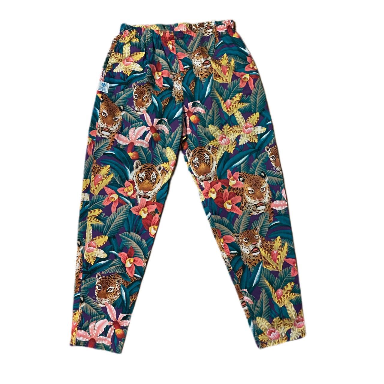 Vintage tiger floral print pants. Probably the... - Depop