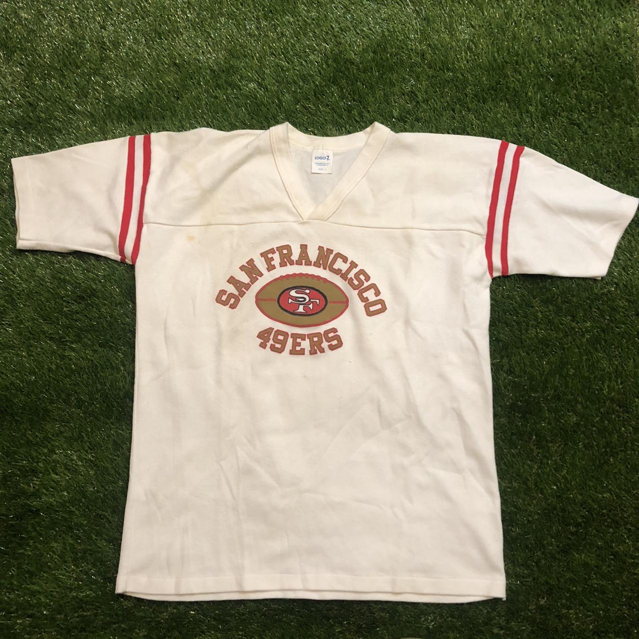 vintage T-shirt San Francisco 49ers V-neck jersey style logo seven Tee