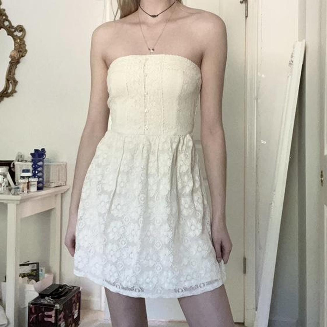 Off-white lace strapless summer mini dress. Would... - Depop
