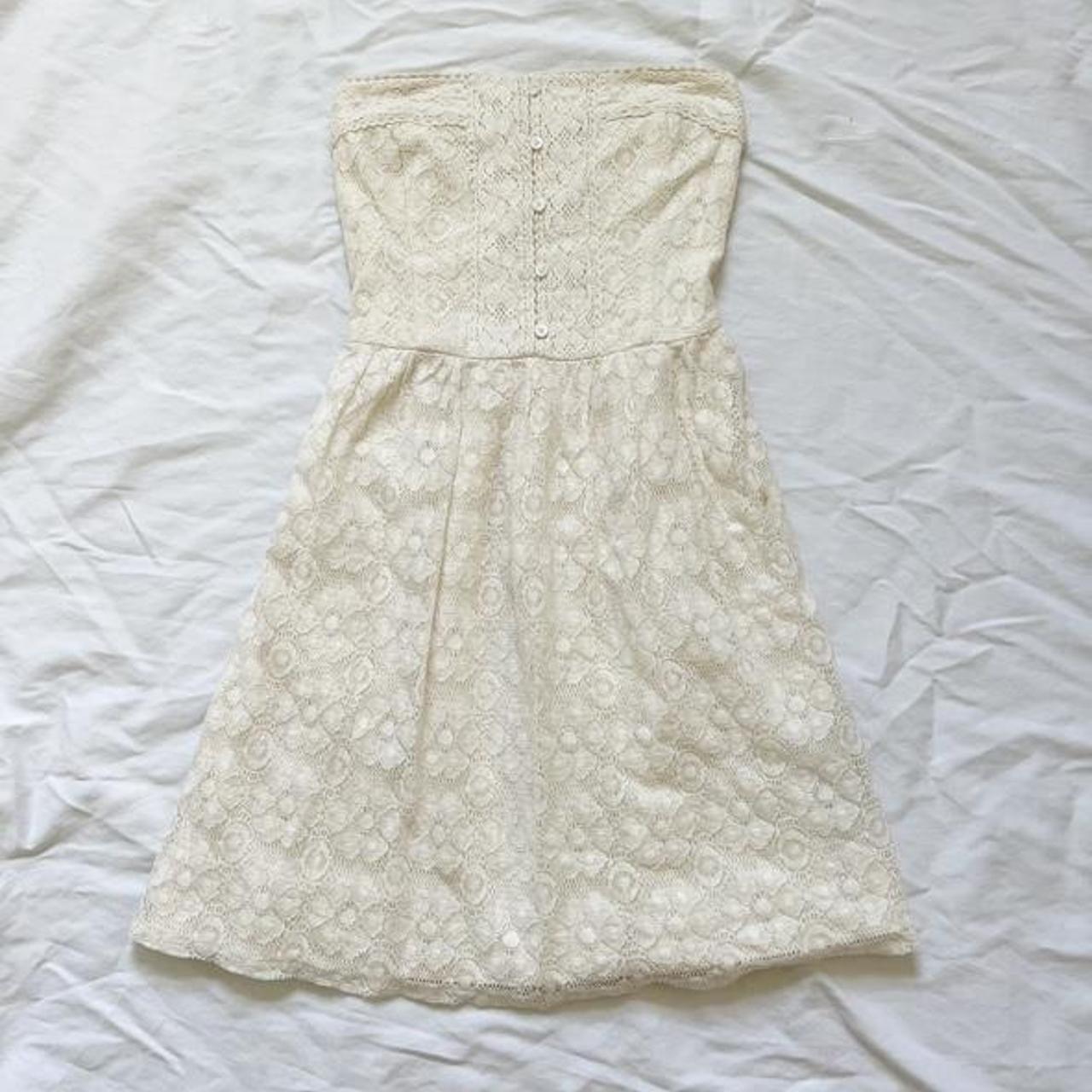 Off-white lace strapless summer mini dress. Would... - Depop