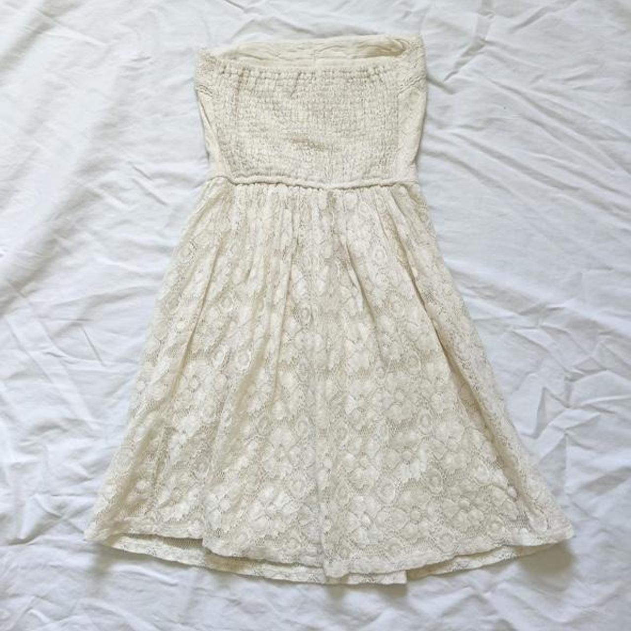 Off-white lace strapless summer mini dress. Would... - Depop